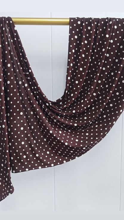 Chocolate Polka Dot Jersey Cotton Print Hijab