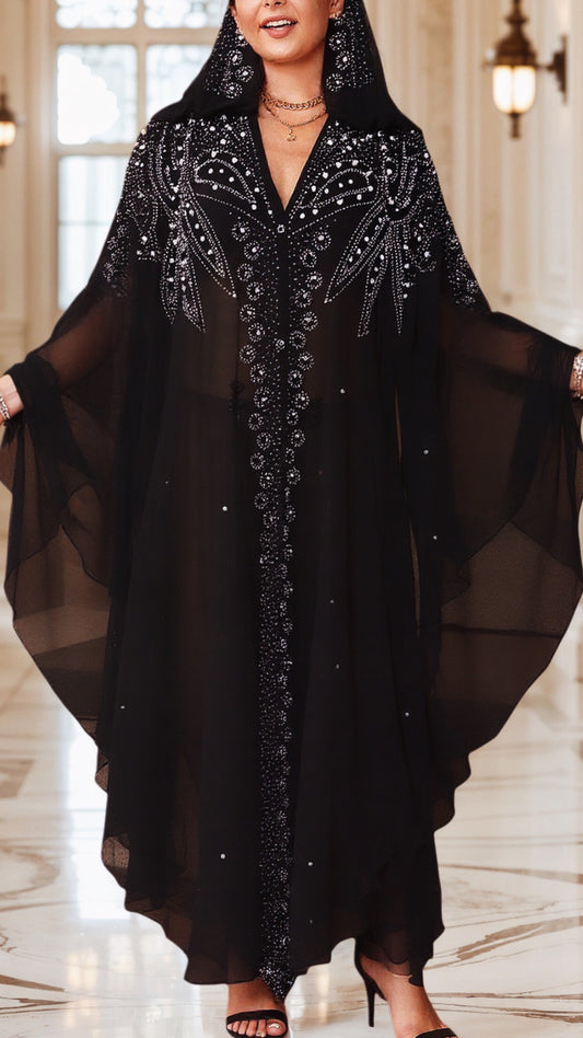 Chiffon Beaded Abaya Cape