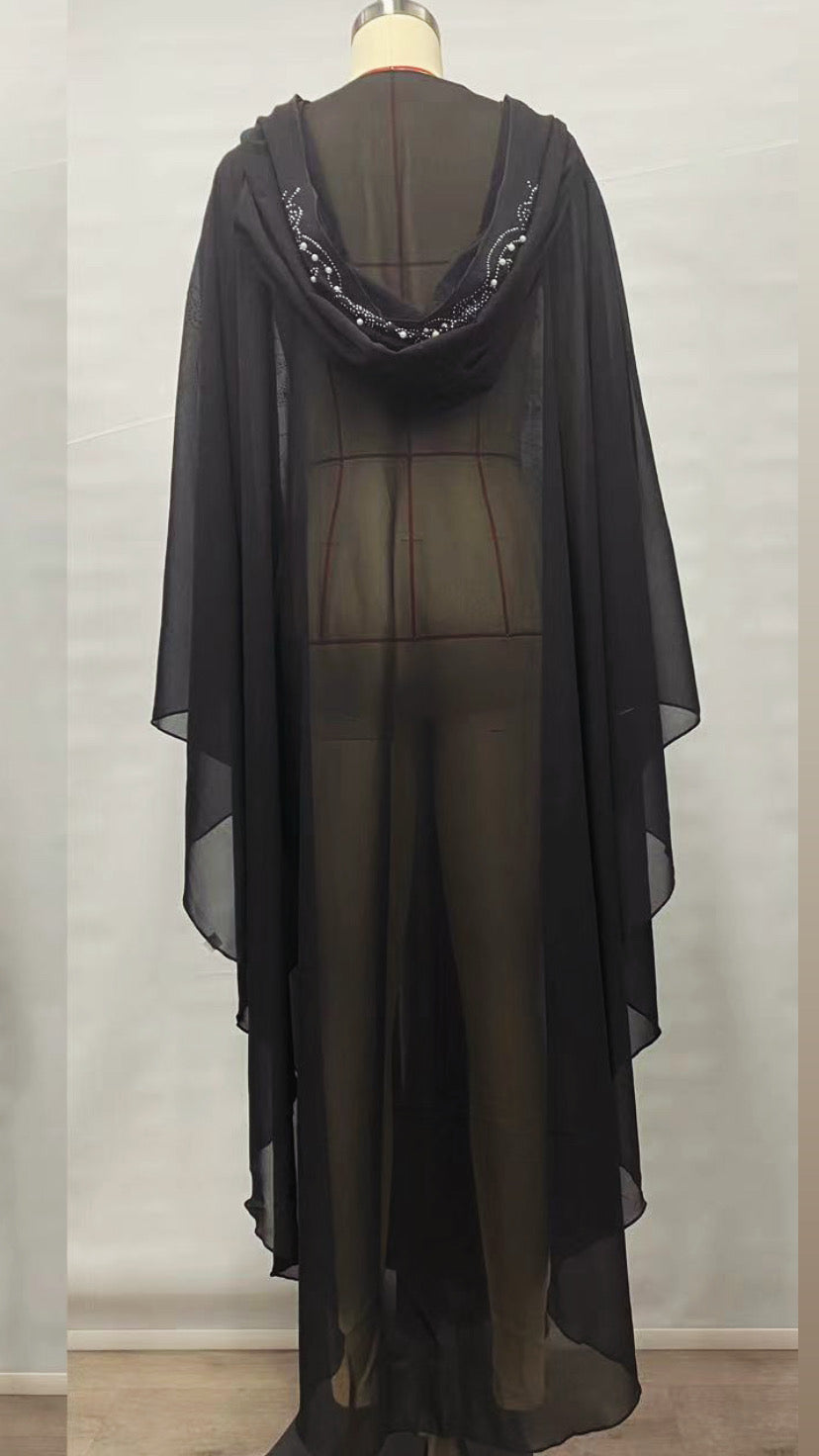 Chiffon Beaded Abaya Cape