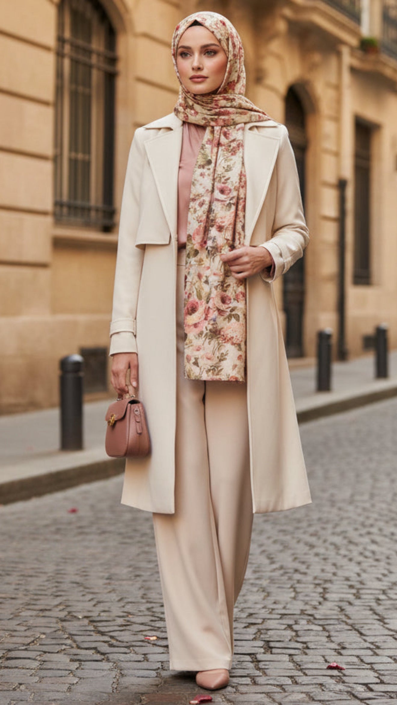 Pink Rose Jersey Cotton Print Hijab