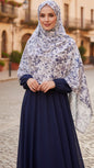 Ivory Blue Floral Bloom Jersey Cotton Print Hijab