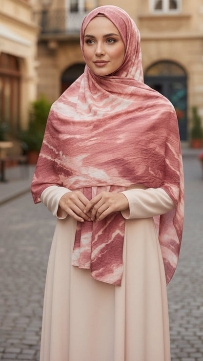 Pink Wave Jersey Cotton Print Hijab