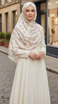 Ivory Pink Floral Jersey Cotton Print Hijab