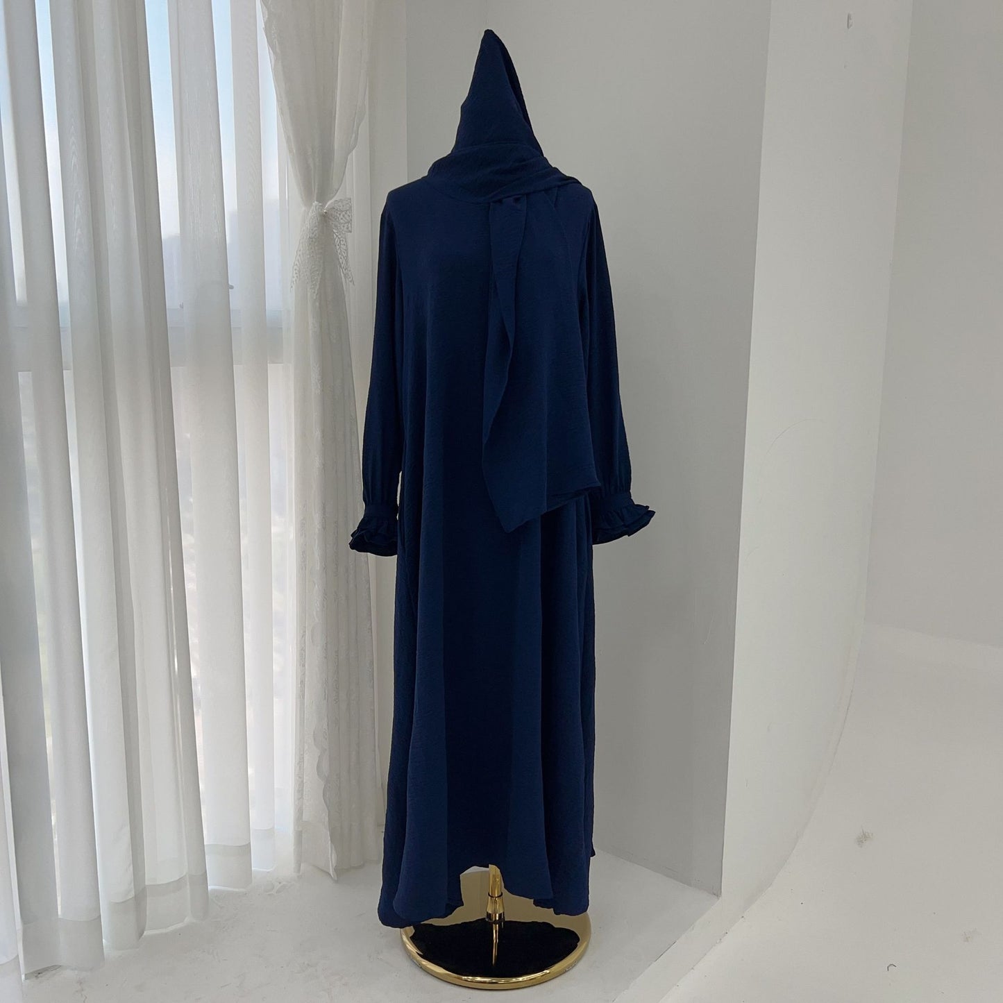 Turkish Style Crepe Abaya Dress with Hijab Attached(Multi Colors)