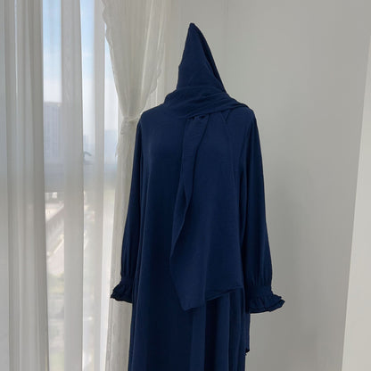 Turkish Style Crepe Abaya Dress with Hijab Attached(Multi Colors)