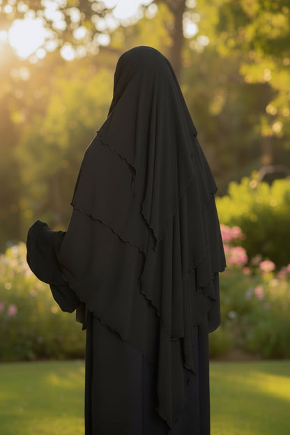 Layered Chiffon Khimar Hijab