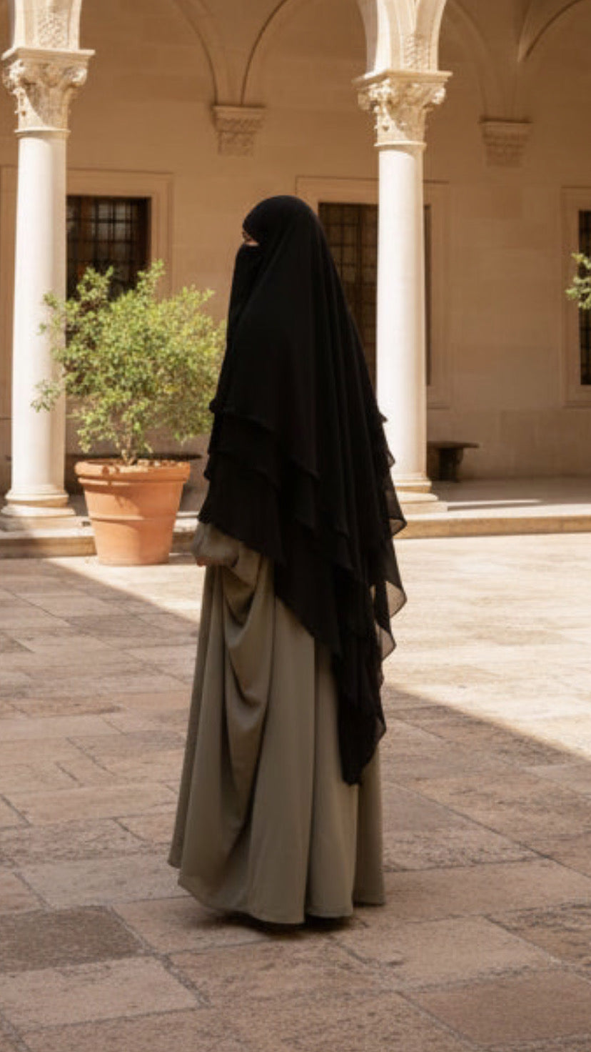 Layered Chiffon Khimar Hijab