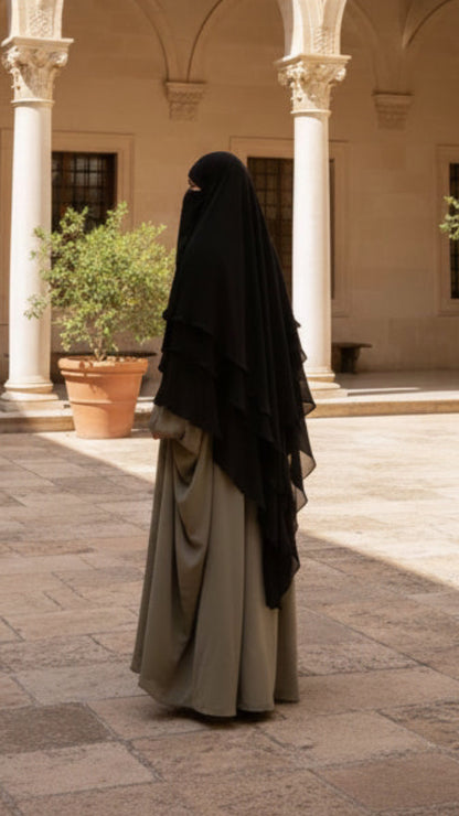 Layered Chiffon Khimar Hijab