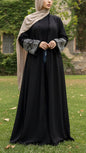Turkish Style Embroidered Crepe Open Abaya