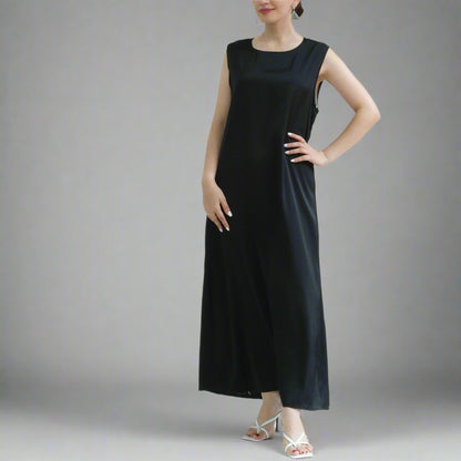 Basic Sleeveless Satin Underdress (Black,White,Beige)