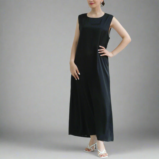 Basic Sleeveless Satin Underdress (Black,White,Beige)