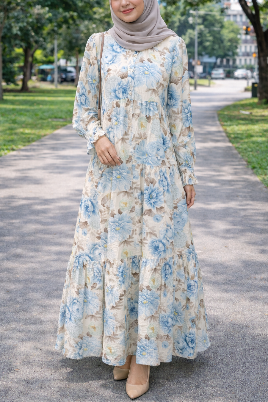 Turkish Blue Floral Dress
