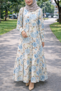 Turkish Blue Floral Dress