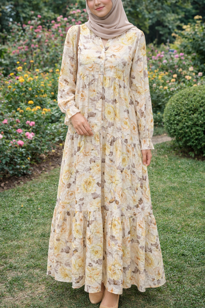 Yellow Turkish Floral Dress