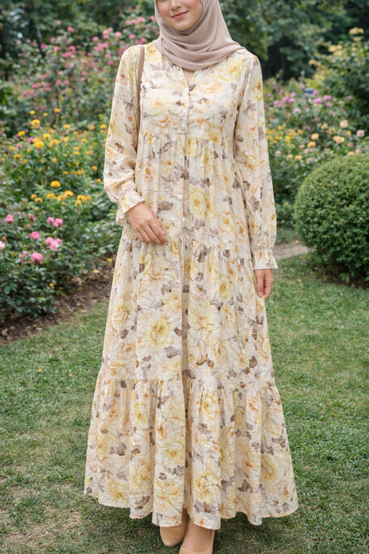 Yellow Turkish Floral Dress