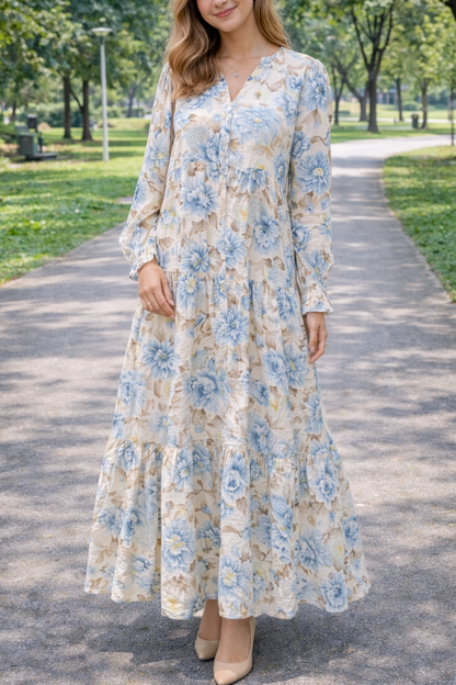 Turkish Blue Floral Dress