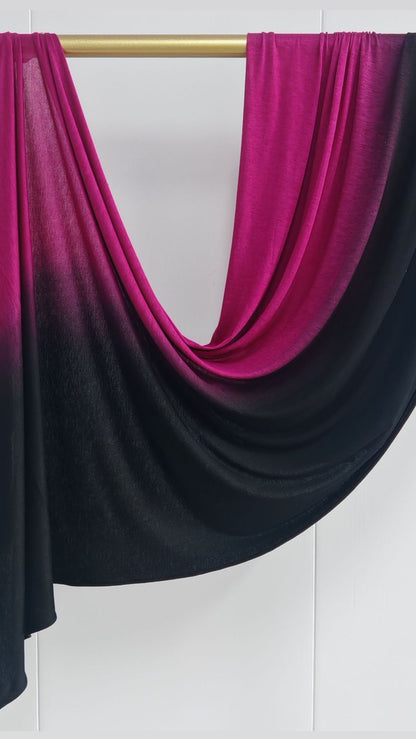 Black & Hot Pink Ombré Double Sided Jersey Cotton Hijab