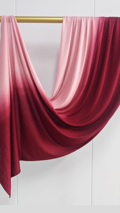 Light Pink & Burgundy Ombré Double Sided Jersey Cotton Hijab