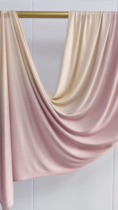 Cream & Light Pink Ombré Double Sided Jersey Cotton Hijab