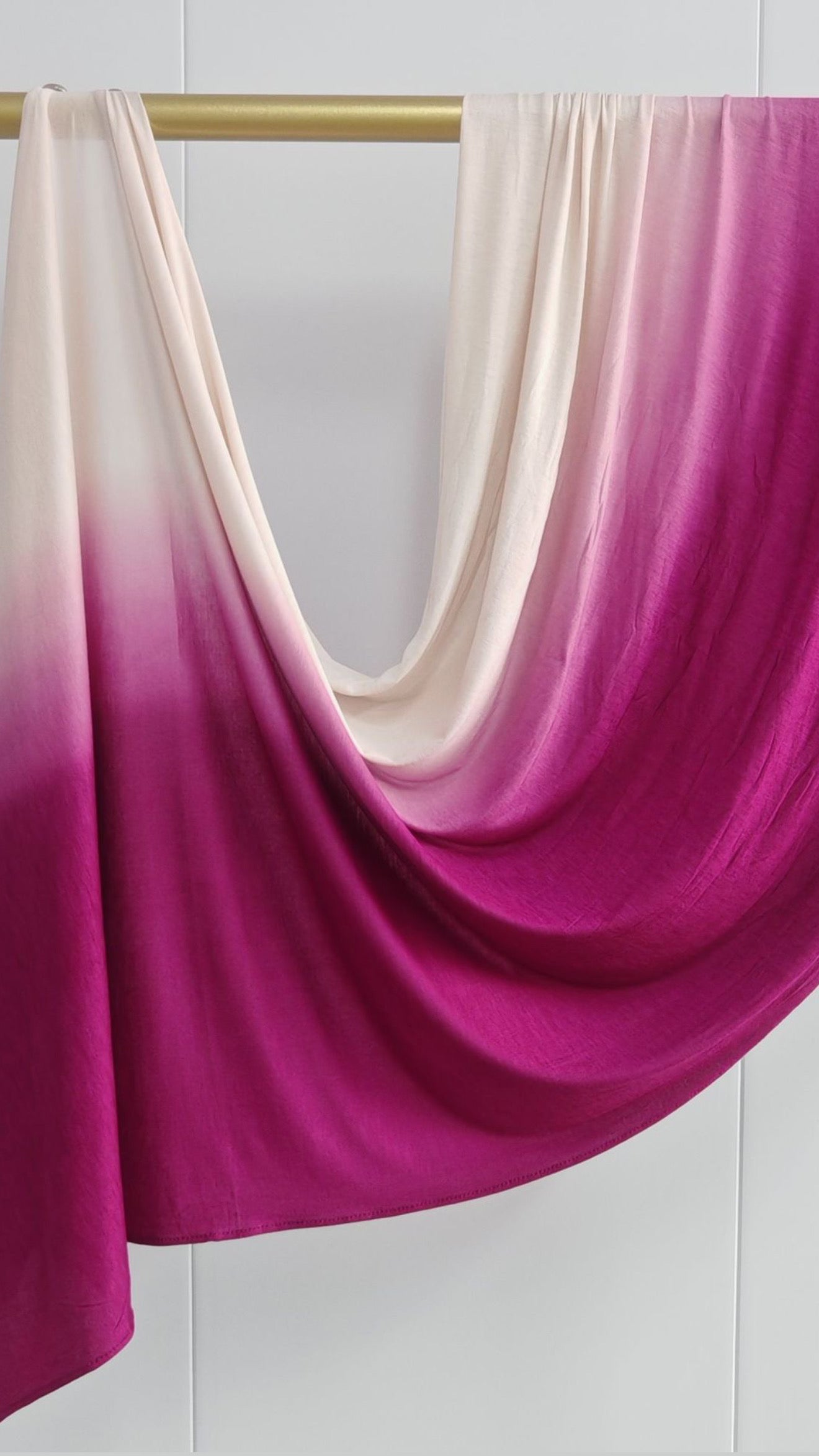 Cream & Magenta Ombré Double Sided Jersey Cotton Hijab