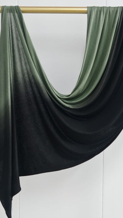 Sage & Black Ombré Double Sided Jersey Cotton Hijab