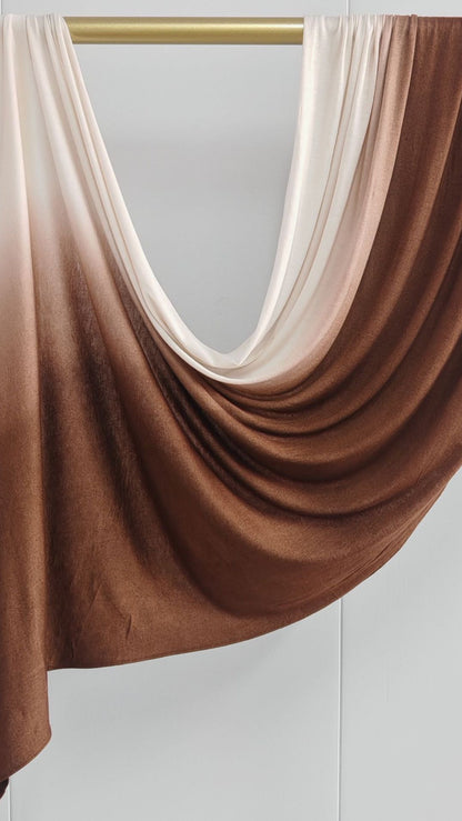 White & Light Brown Ombré Double Sided Jersey Cotton Hijab