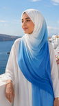 Blue & White Ombré Double Sided Jersey Cotton Hijab