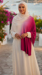 Cream & Magenta Ombré Double Sided Jersey Cotton Hijab