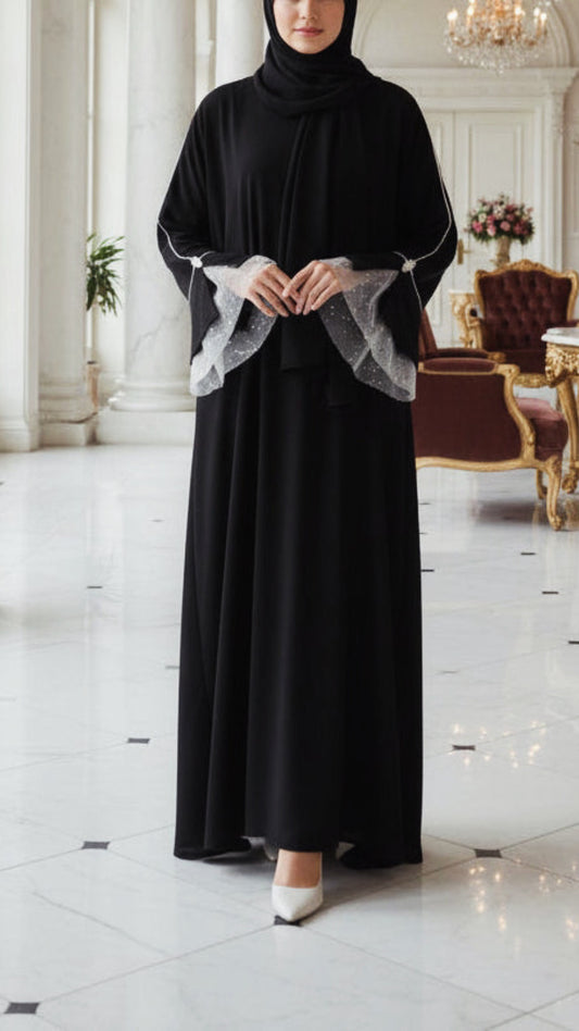 Abaya Dress Lace Bow Sleeves