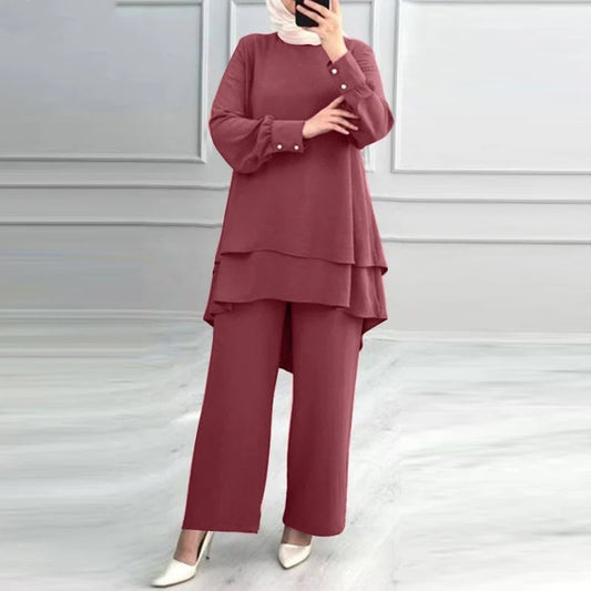 Turkish Style Crepe Tiered Pant Suit(Multi Colors)