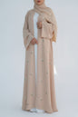 Floral Embroidered Open Abaya (With Attached Under Dress)
