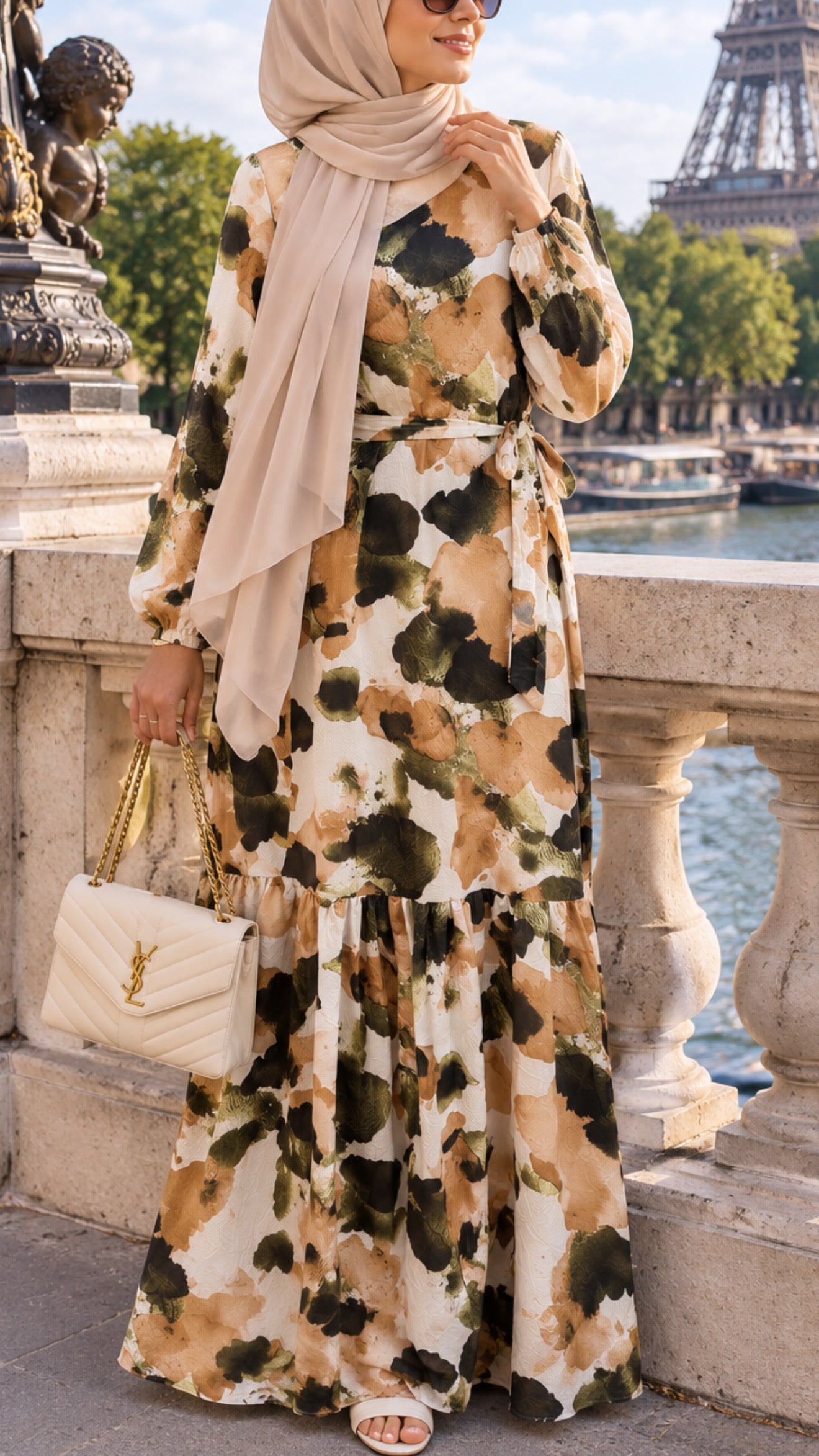 Summer Floral Watercolor Chiffon Dress