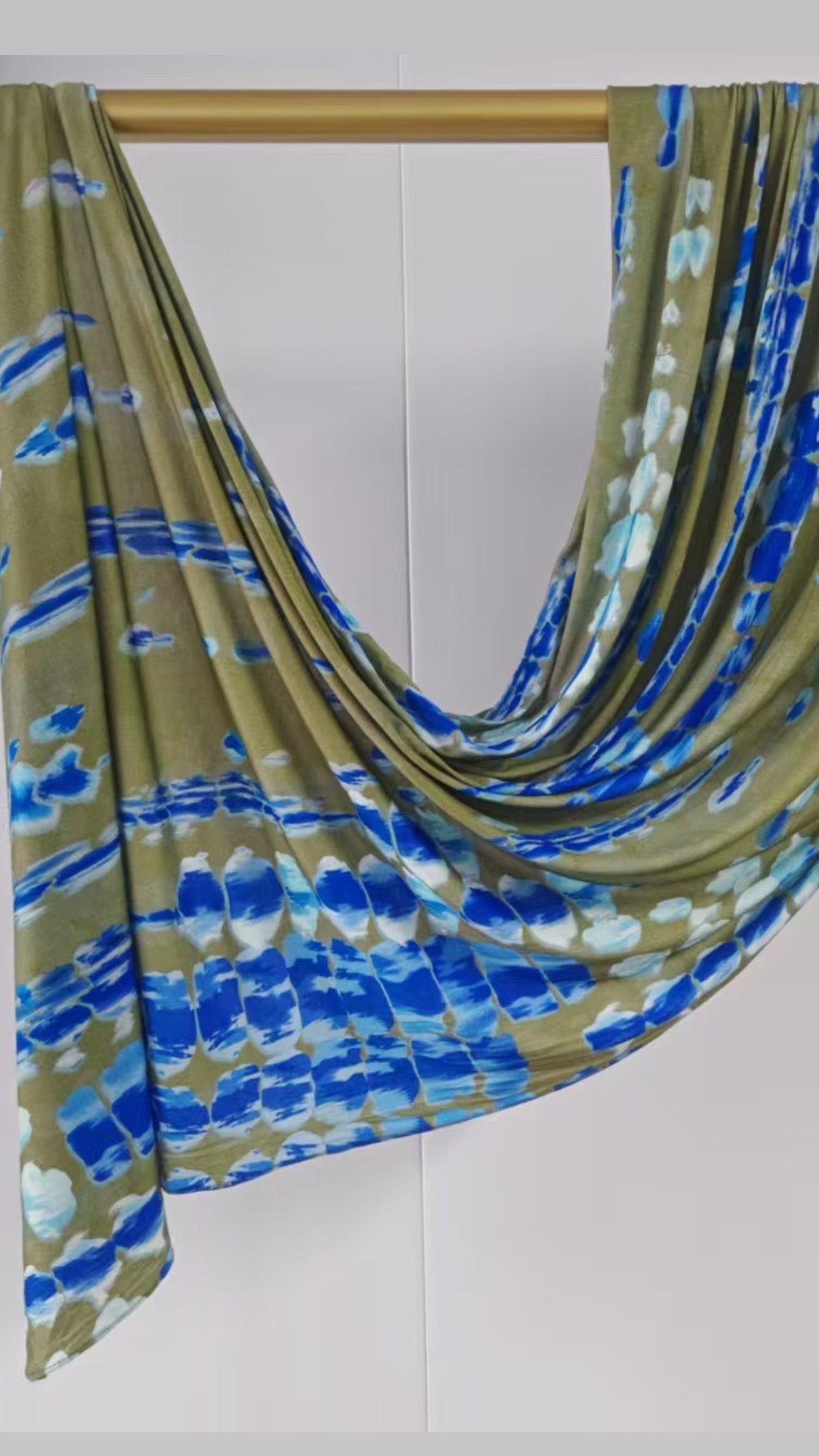 Sahara Green Smoke Jersey Cotton Print Hijab