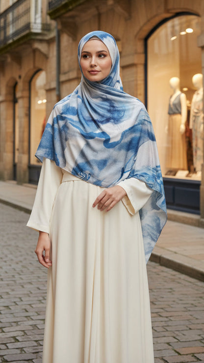 Ocean Wave Jersey Cotton Print Hijab