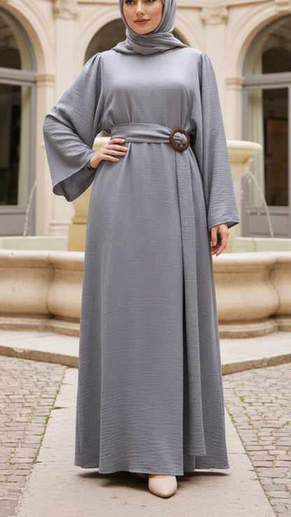 Beautiful Gray Blue Bell Sleeved Abaya Dress