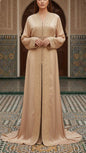 Moroccan Traditional Satin Chiffon 2 Piece Caftan
