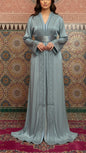 Moroccan Traditional Satin Chiffon 2 Piece Caftan