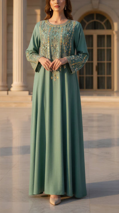 Embroidered Sequined Abaya Dress