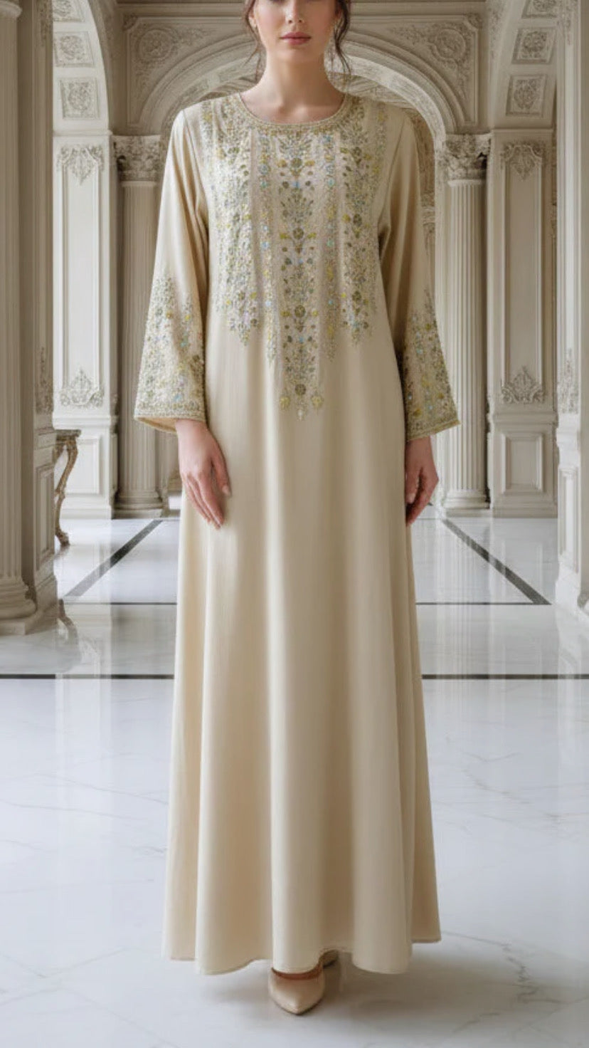 Embroidered Sequined Abaya Dress