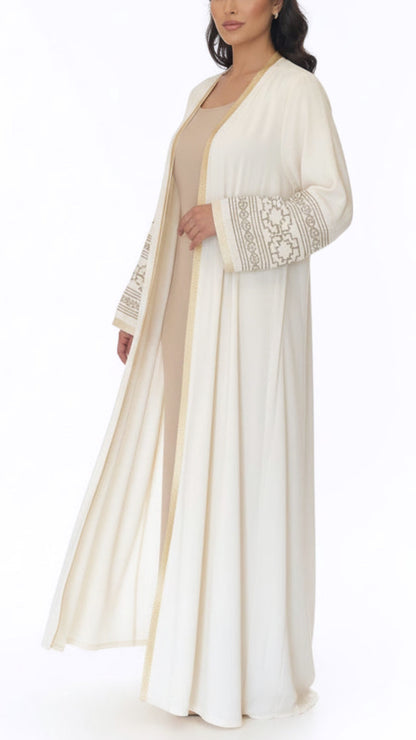 Turkish Style Embroidered Crepe Open Abaya