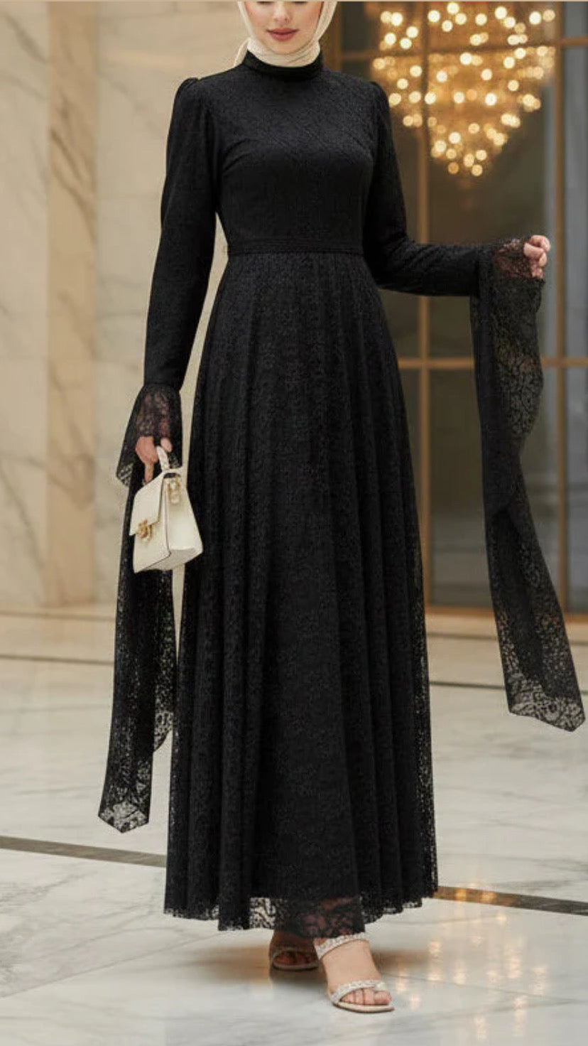 Turkish Lace Black Dress
