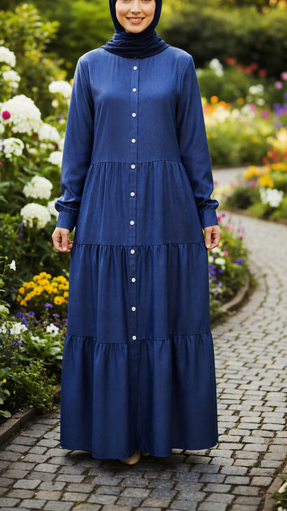 Button Down Blue Denim Style Dress