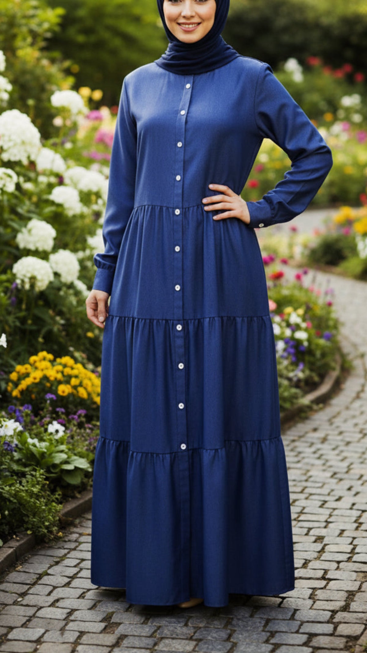 Button Down Blue Denim Style Dress