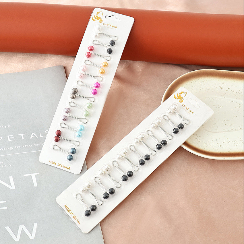 12pcs Faux Pearl Hijab Pins (Multi Color)