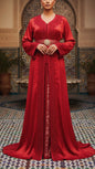 Moroccan Traditional Satin Chiffon 2 Piece Caftan