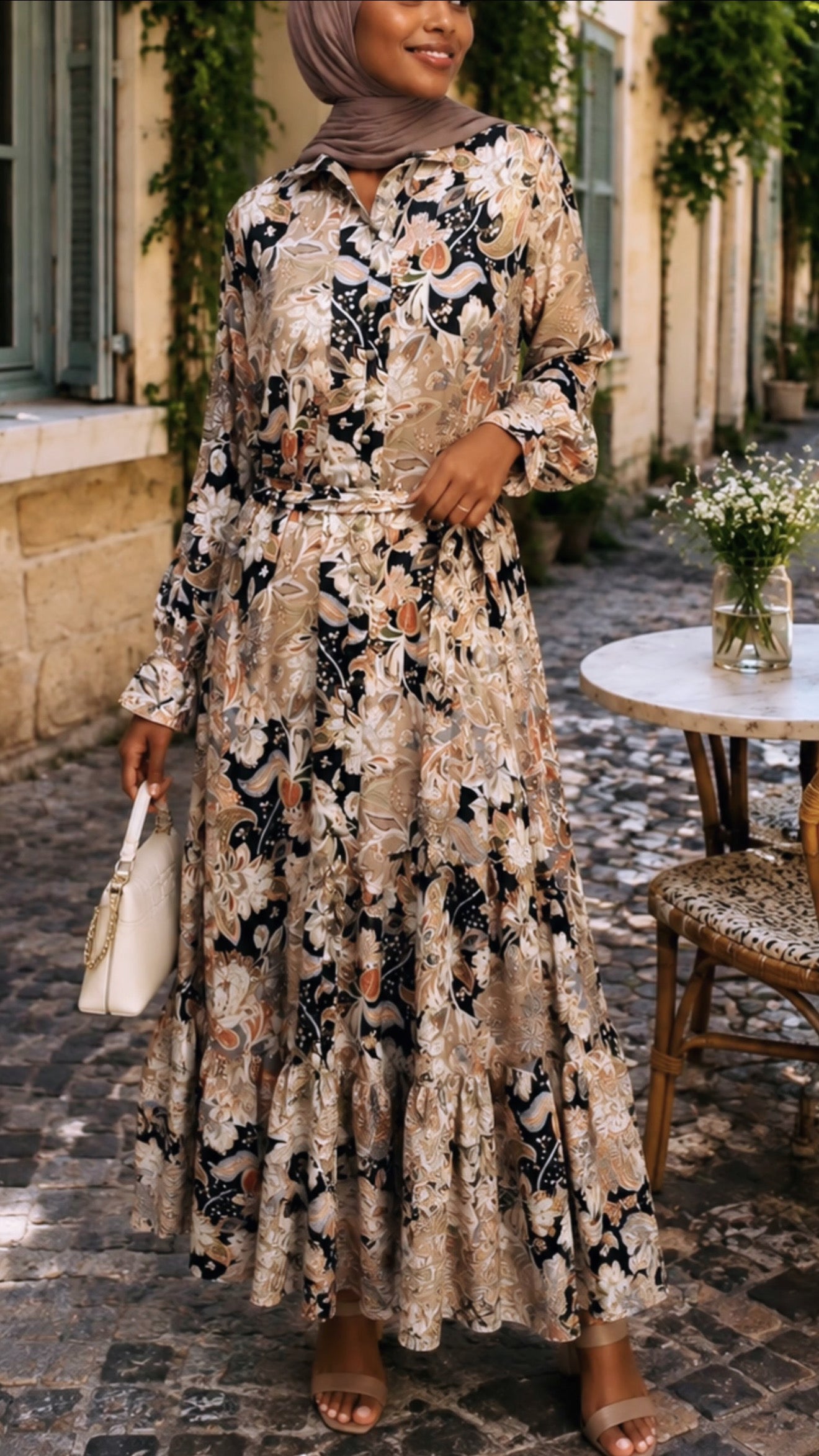 Summer Floral Paisley Button Down Chiffon Dress