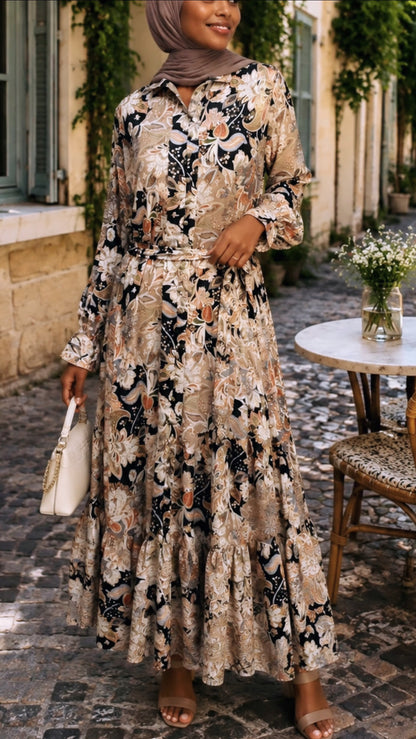 Summer Floral Paisley Button Down Chiffon Dress