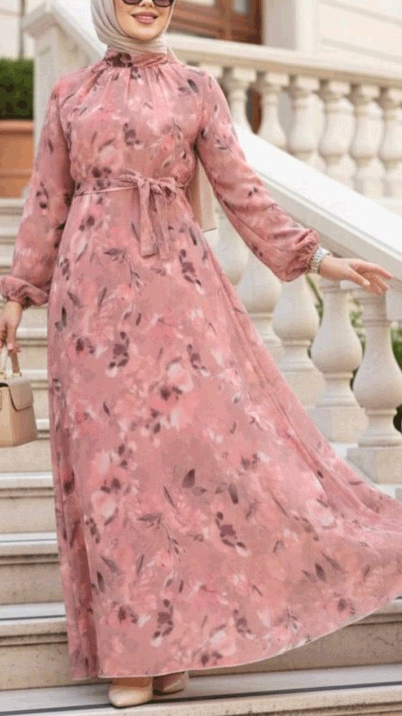 Turkish Floral Chiffon Dress