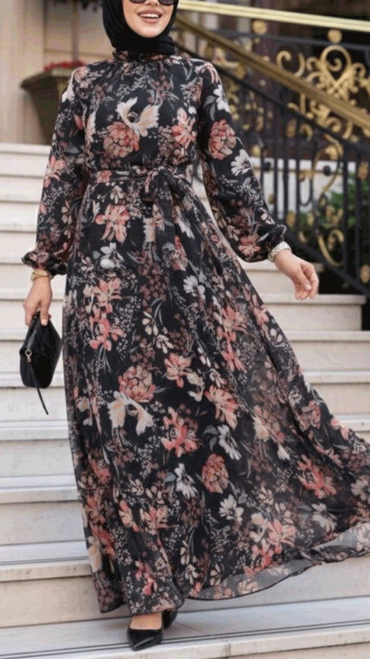 Turkish Floral Chiffon Dress