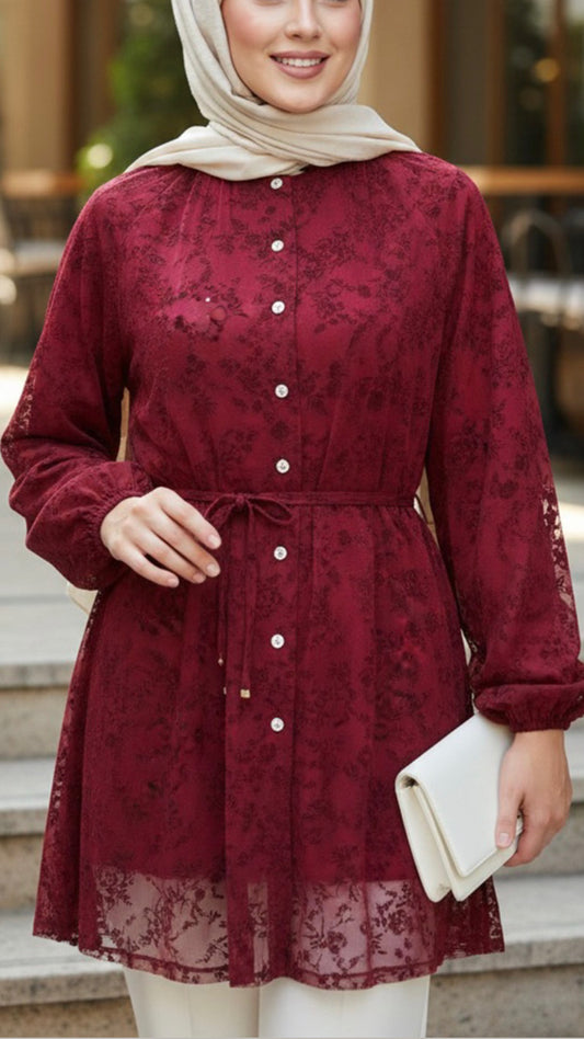 Turkish Lace Button Down Tunic